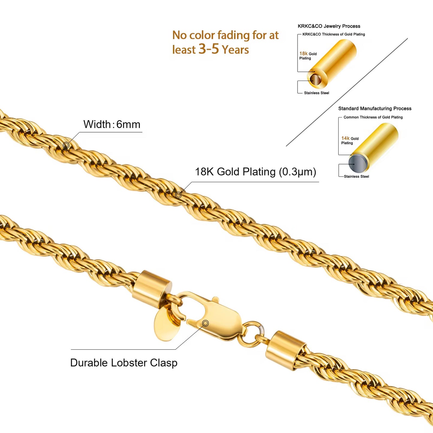 Rope Chain Gold Color Necklace