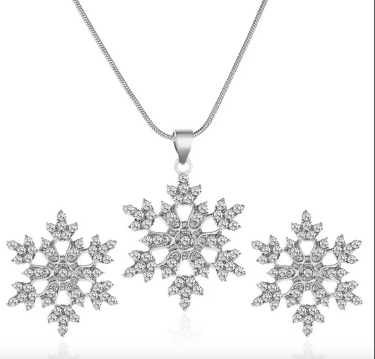 Snowflake Pendant Necklace Set