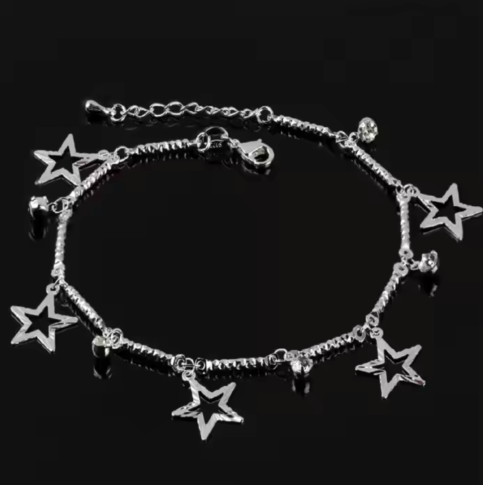 Silver Anklet Heart Bead Bracelet