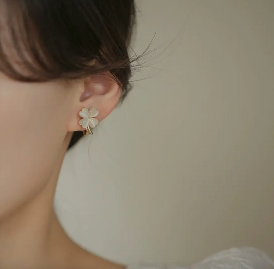 Opal Four Leaf Clover Earrings