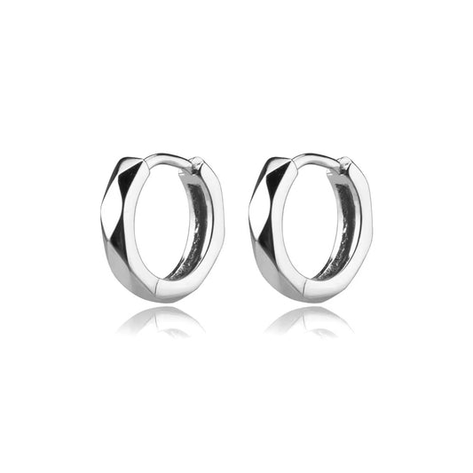 Diamond Cut Faceted Hoop Earring