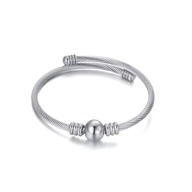 Beaded Spiral Silver Bracelet