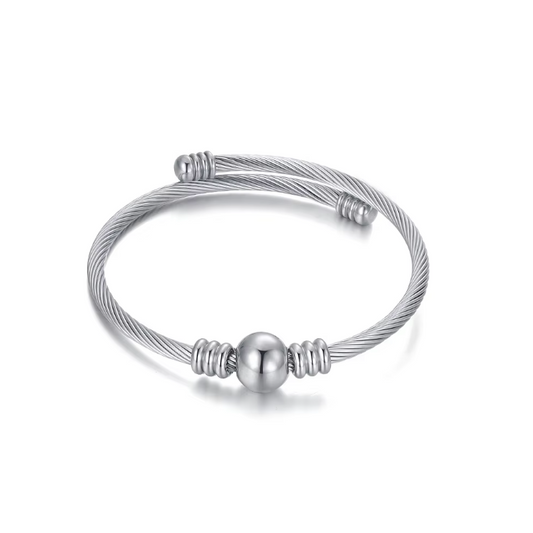 Beaded Spiral Silver Bracelet