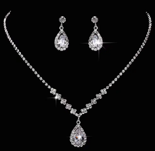 Diamond Water Drop Jewelry Set