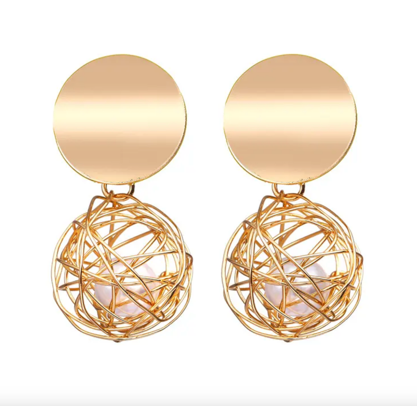 Hollow Ball Pearl Earring